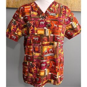 White Cross Safari Scrub Top, size L (?)